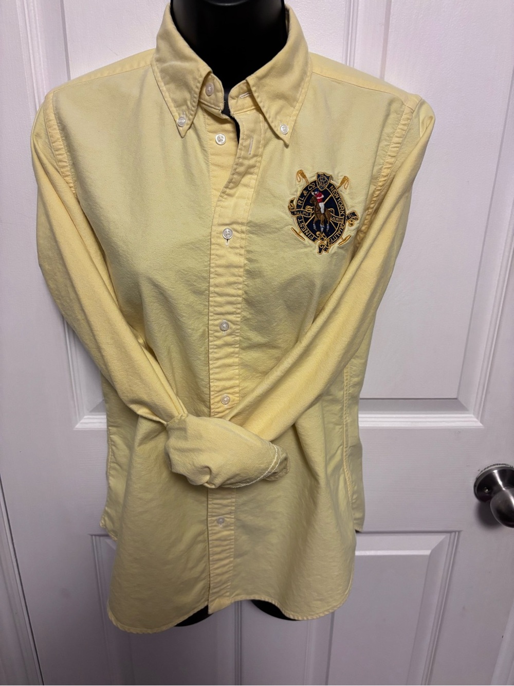 Ralph Lauren Butter Yellow Oxford Cotton Big Crest Shirt 8 Embroidered Pony Polo